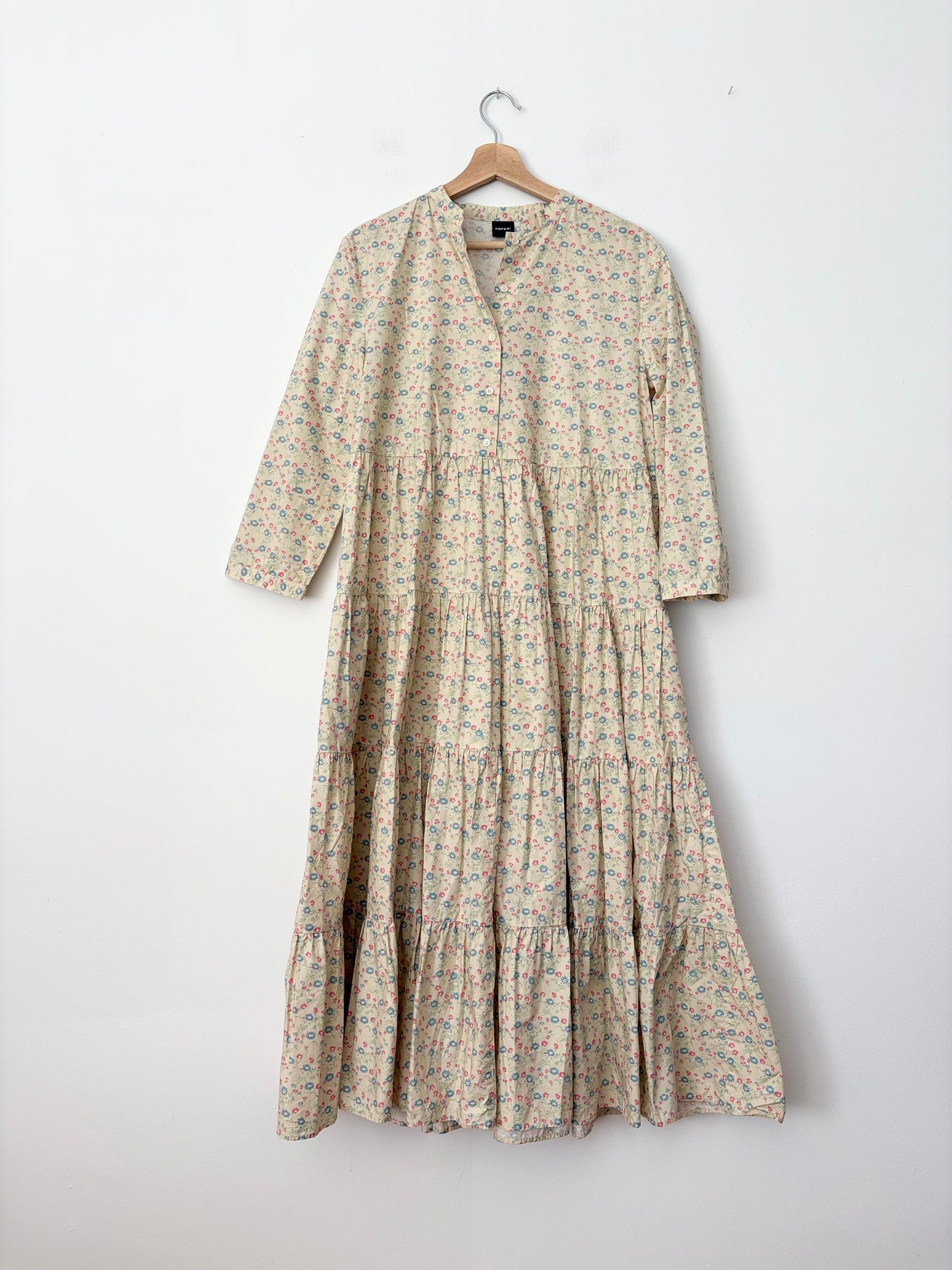 Robe longue en popeline de coton Aspesi à petites fleurs Taille M