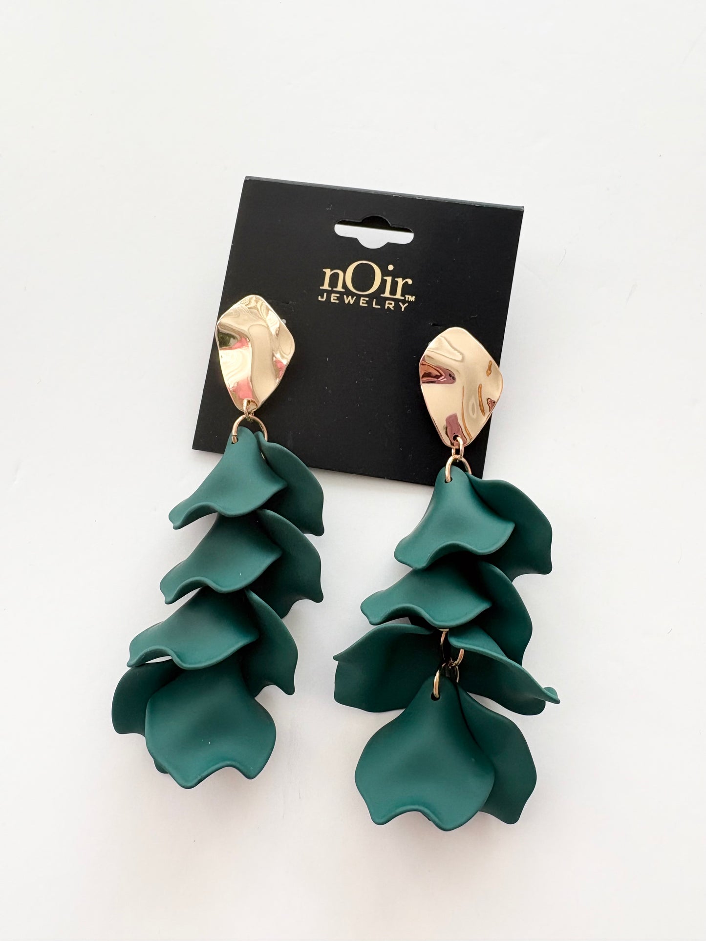 Noir NYC wavy floral pendant earrings