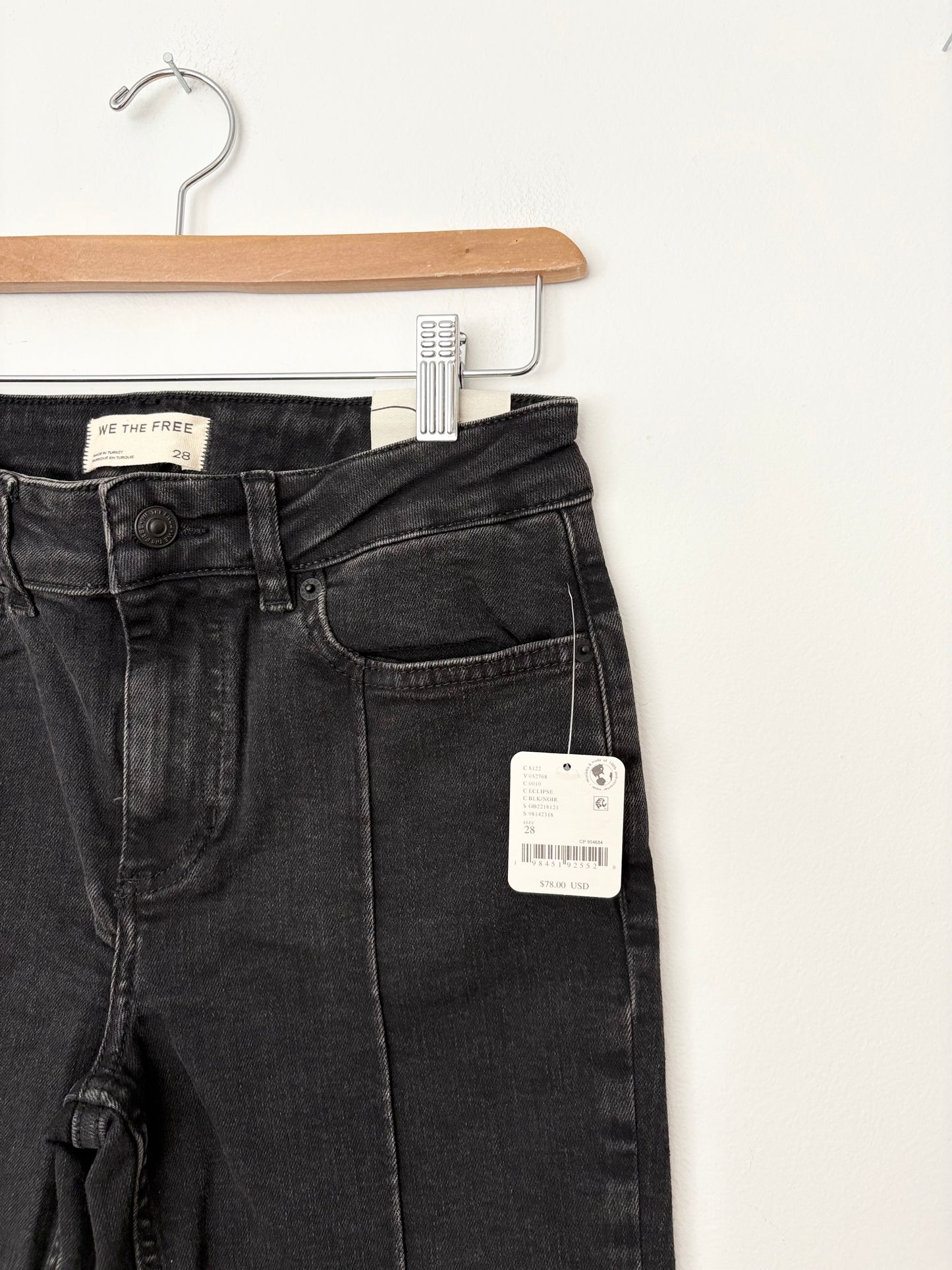 Capri en jean noir Free People "Dusk to Dawn" W28