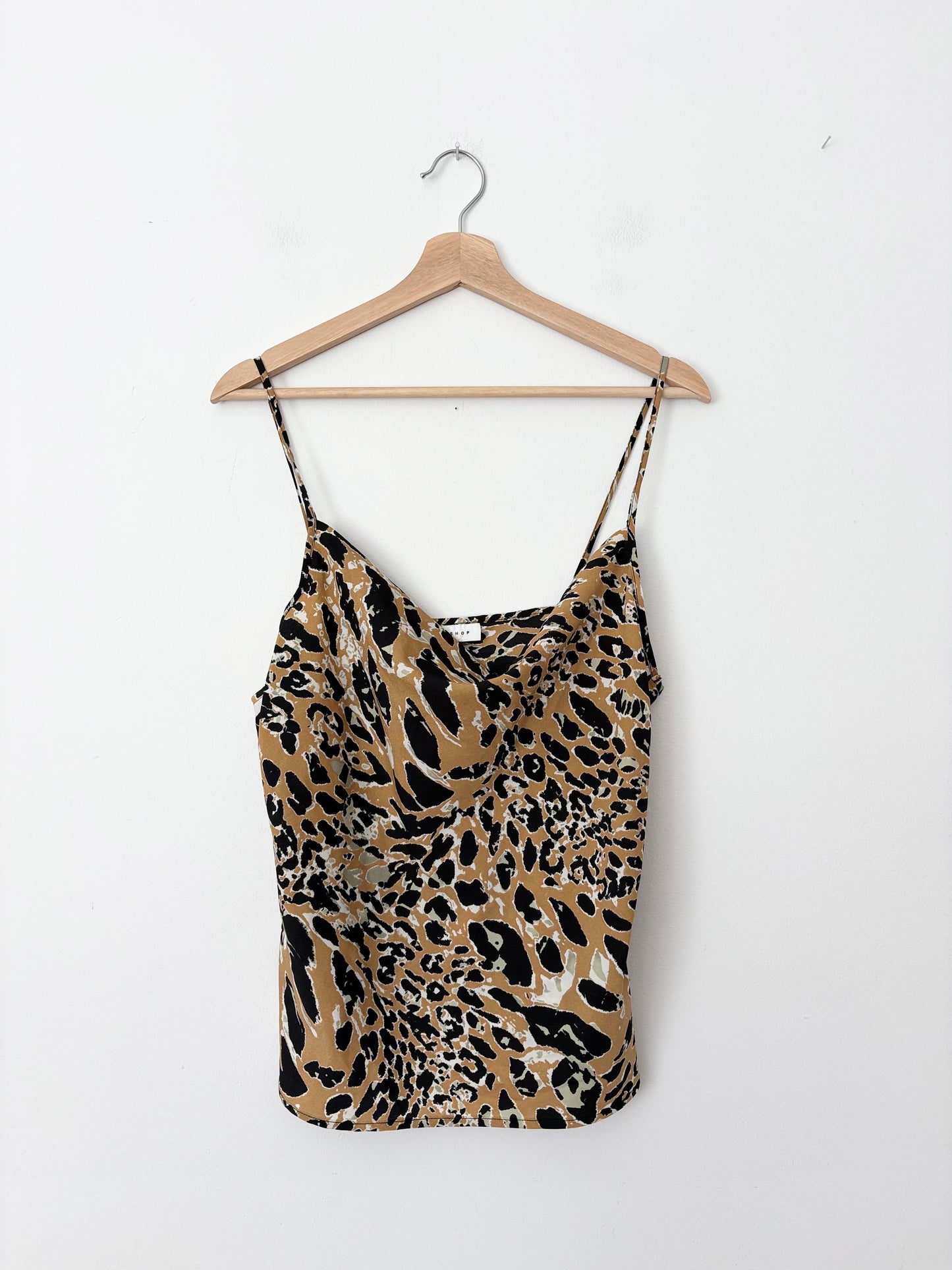 Topshop leopard print cowl neck tank Medium