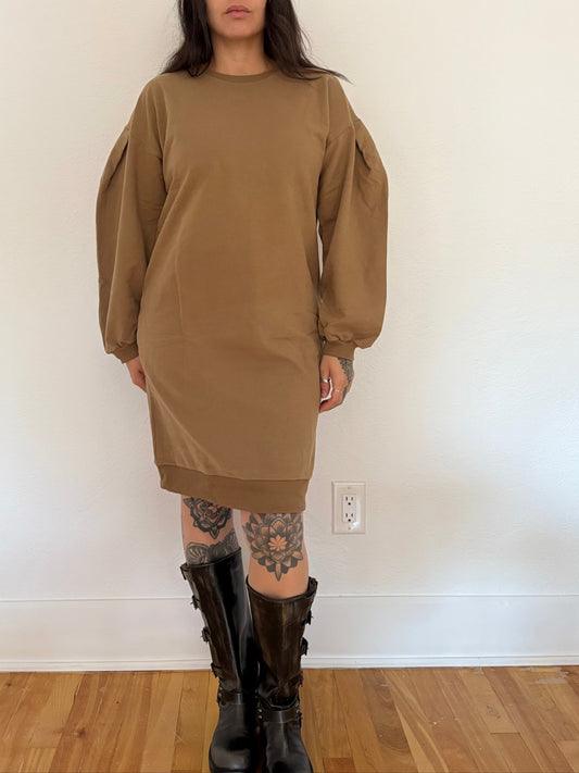 The simple folk oversized sweater dress in walnut Medium