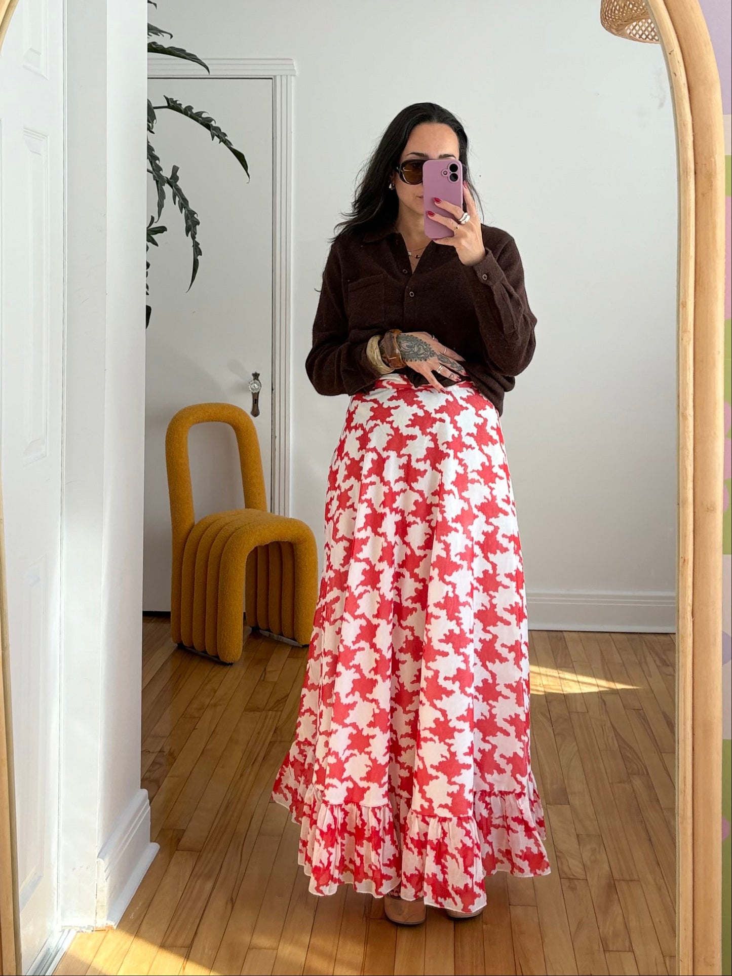 Vintage printed tiered maxi skirt W26