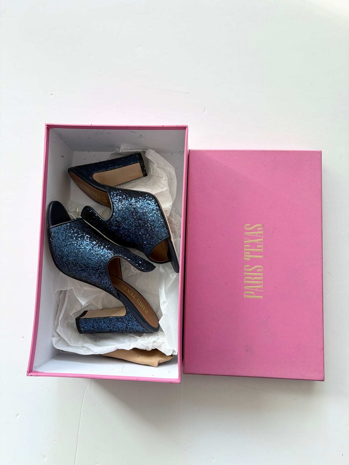 Mules à paillettes Paris Texas à bout ouvert, pointure US6