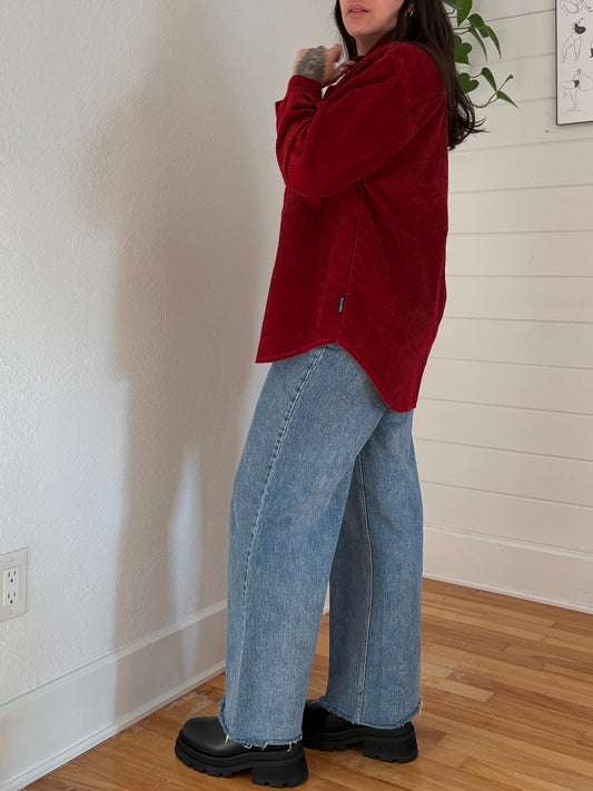 Vintage hollywood red corduroy shacket Medium