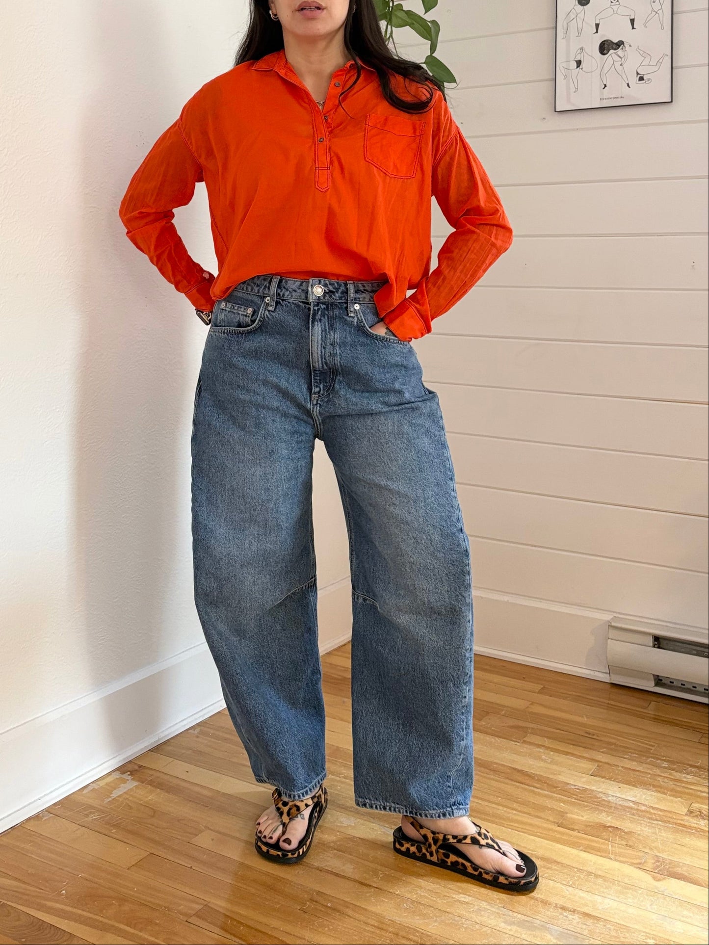 Scotch & soda orange semi sheer shirt Small