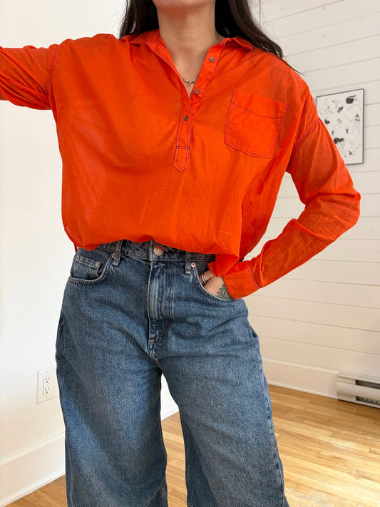 Scotch & soda orange semi sheer shirt Small