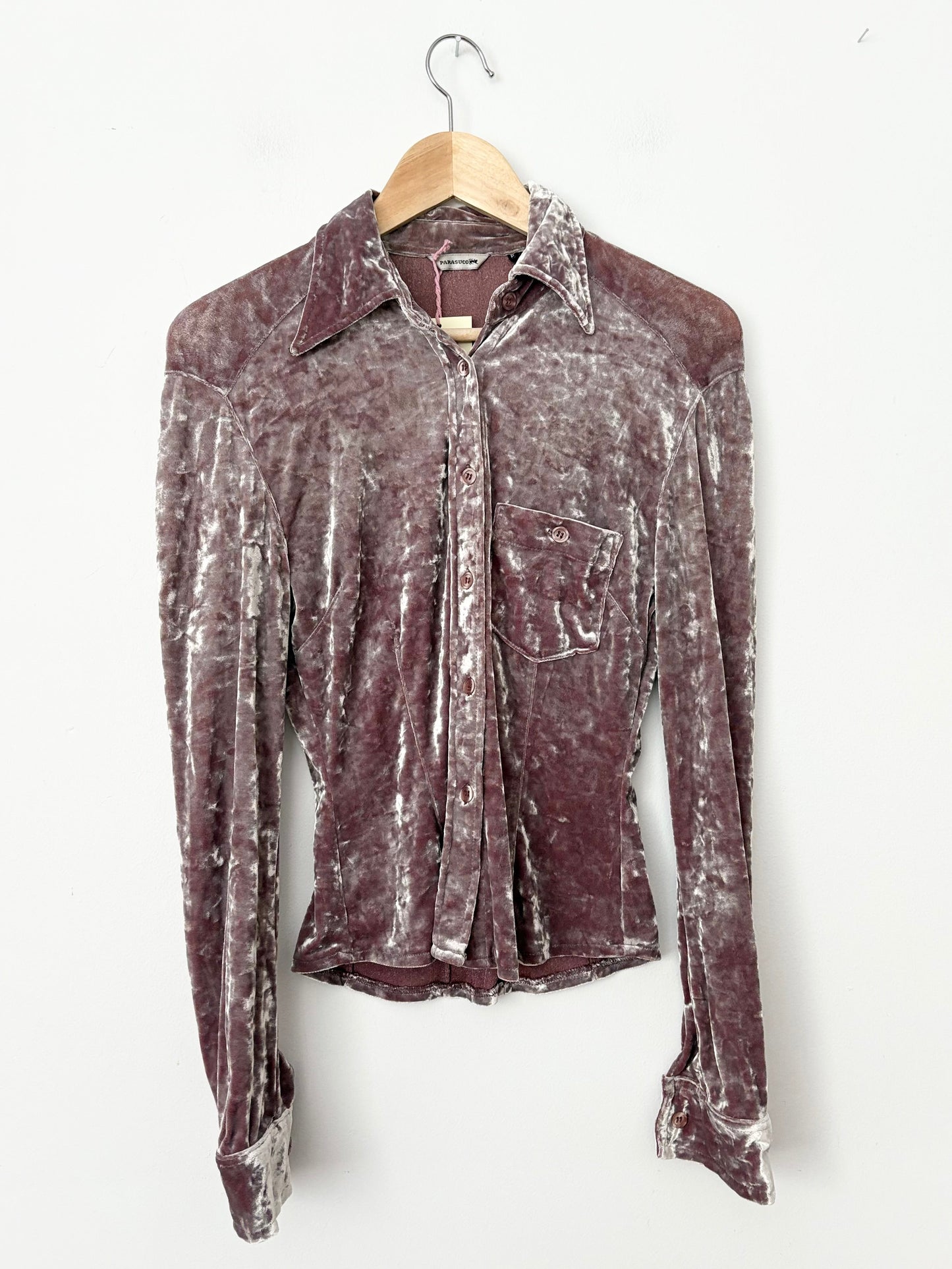 Y2K Parasuco velvet slim button up XS/S