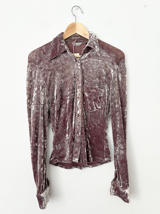 Y2K Parasuco velvet slim button up XS/S