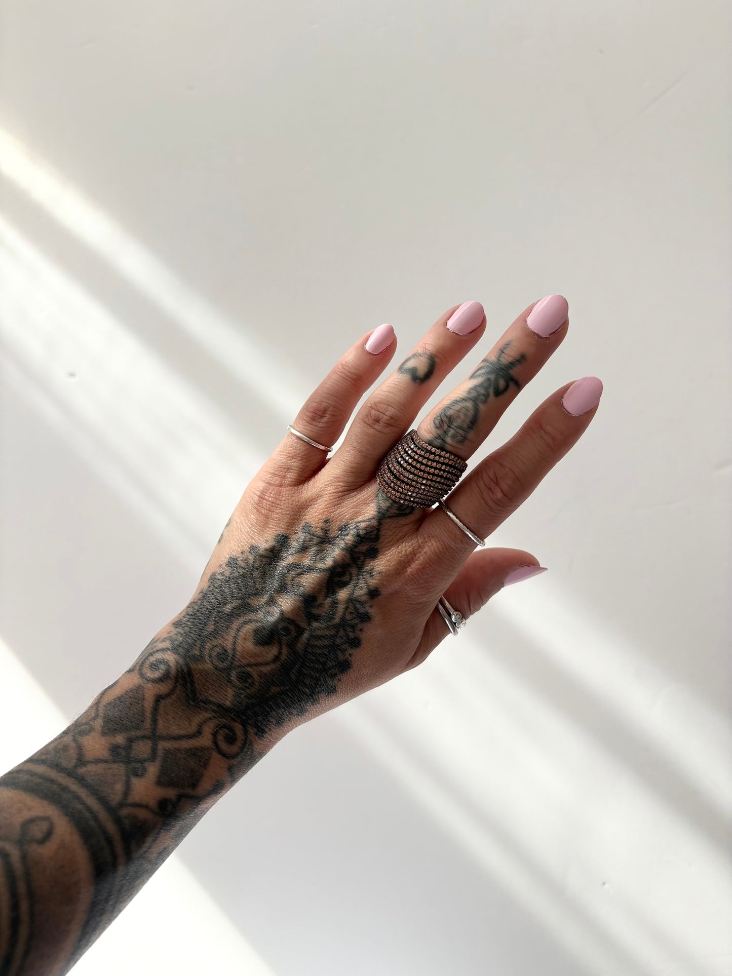 Noir NYC gunmetal spiral crystal ring