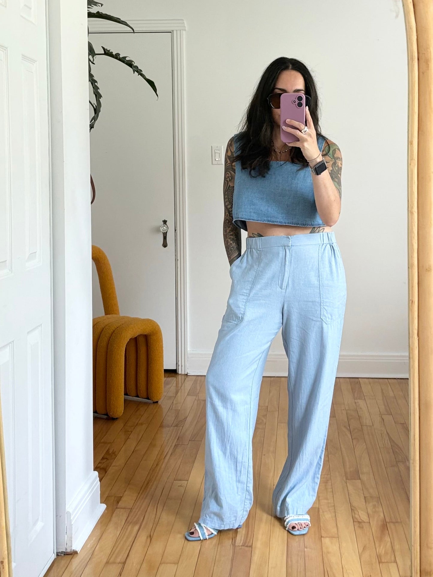 Petal & pup crop denim top Medium