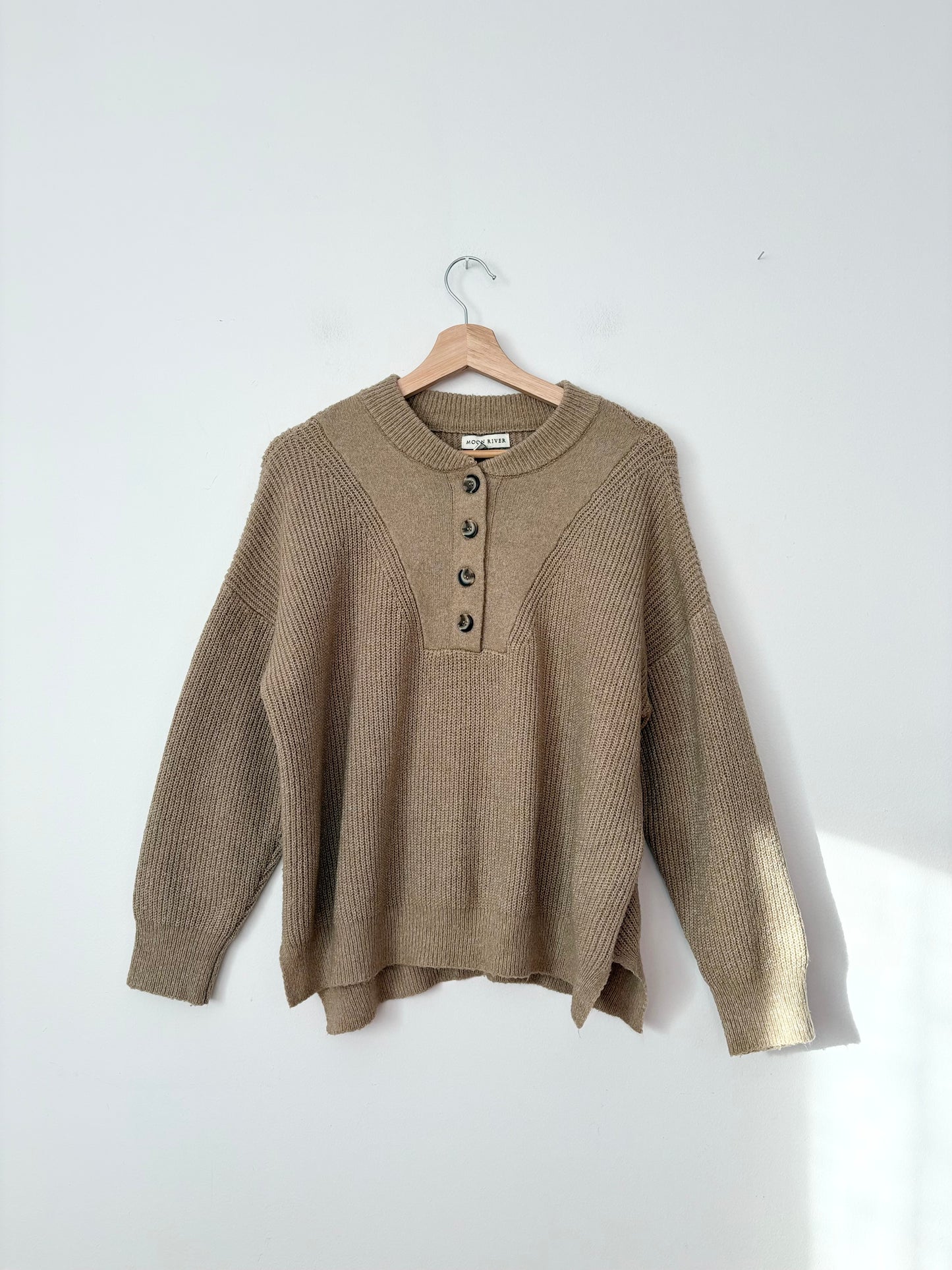 Pull en maille henley Moon River, taille moyenne