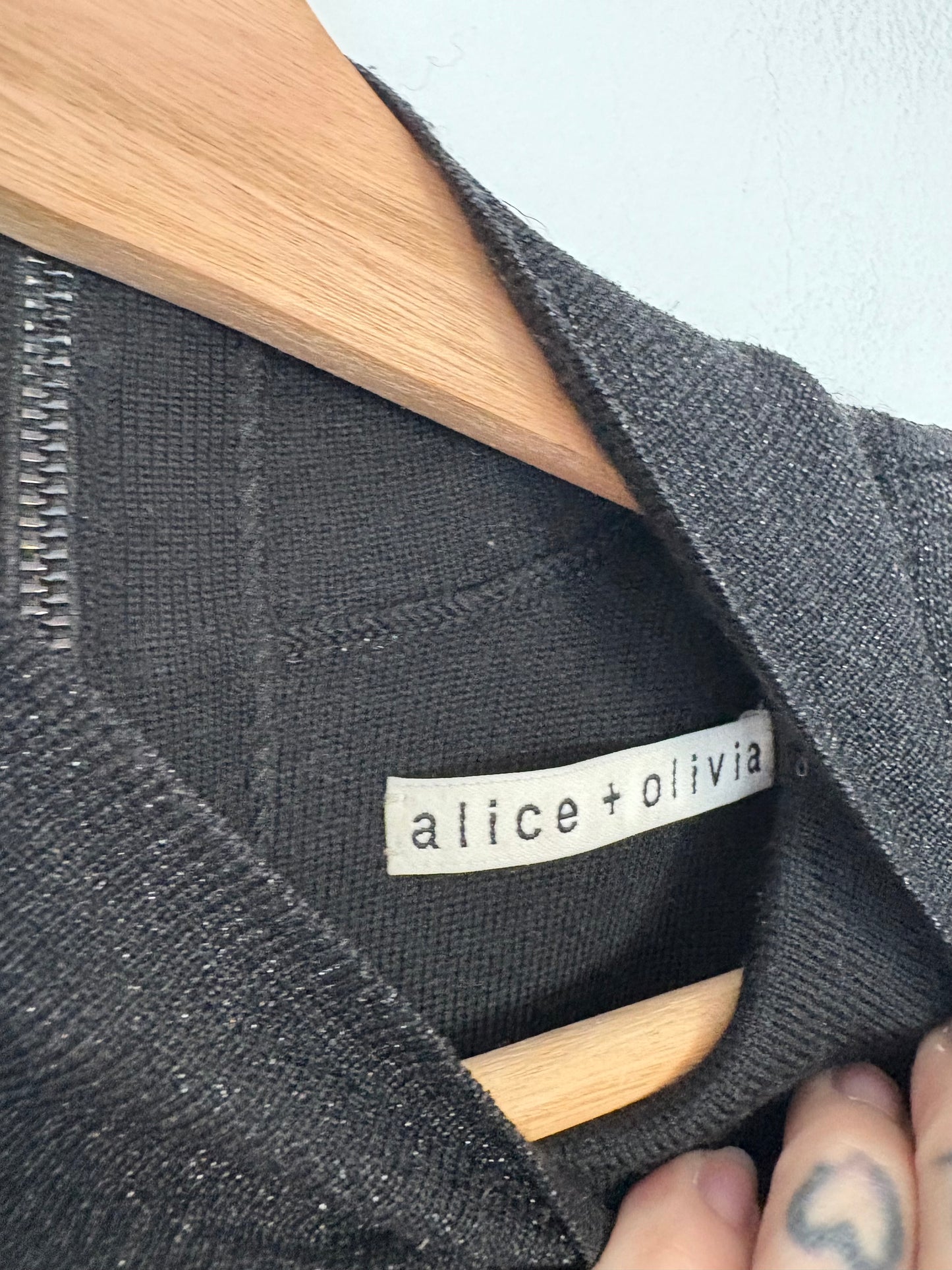 Alice + Olivia Issa metallic turtleneck wool blend dress Medium