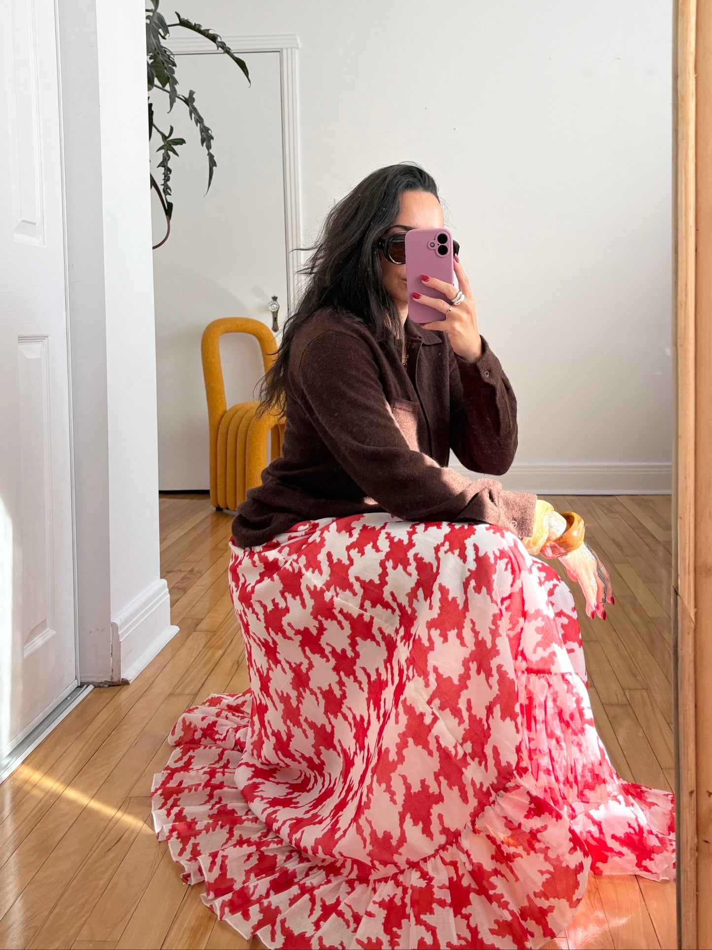 Vintage printed tiered maxi skirt W26