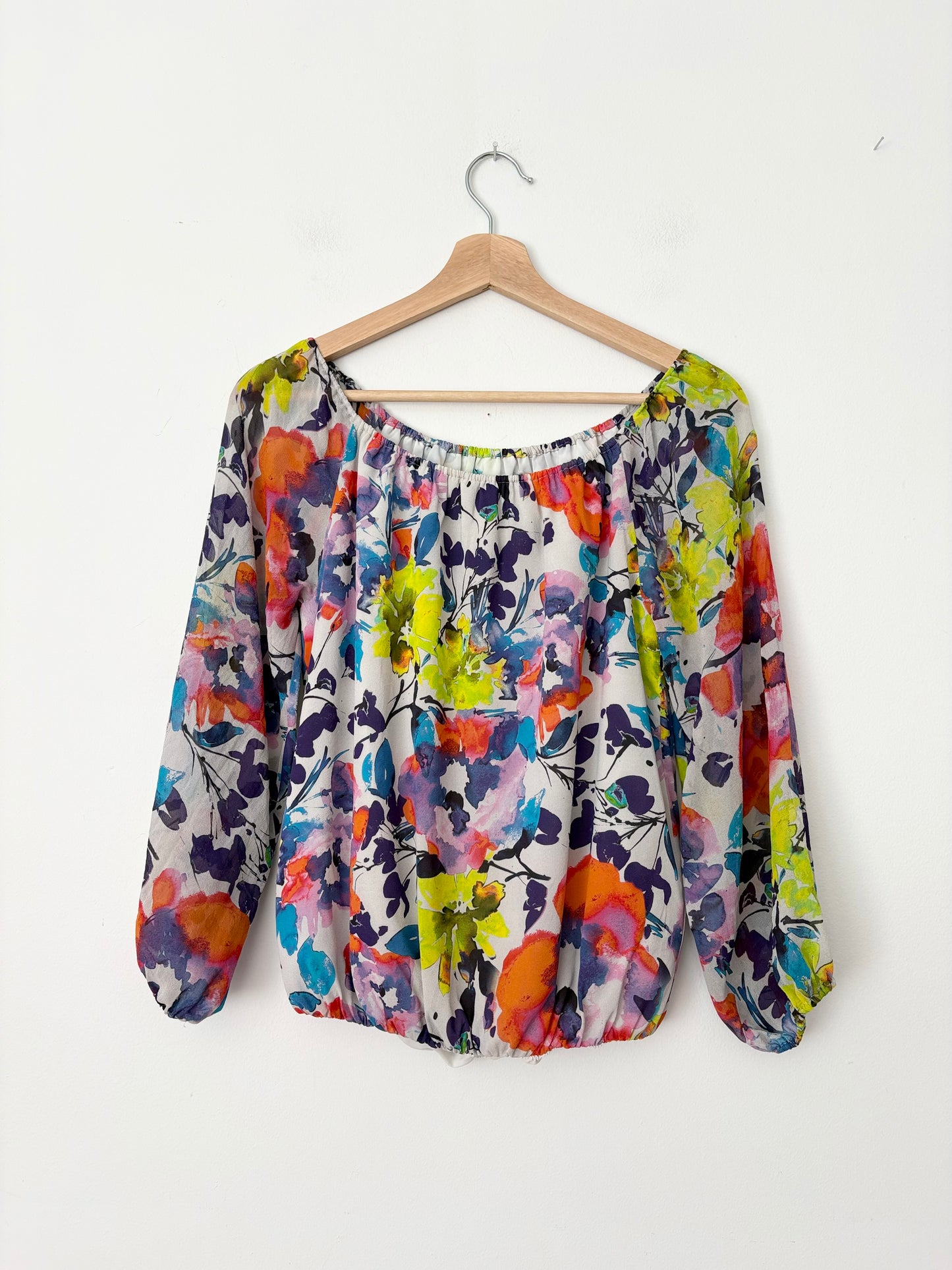Alice + Olivia floral silk blouse XS