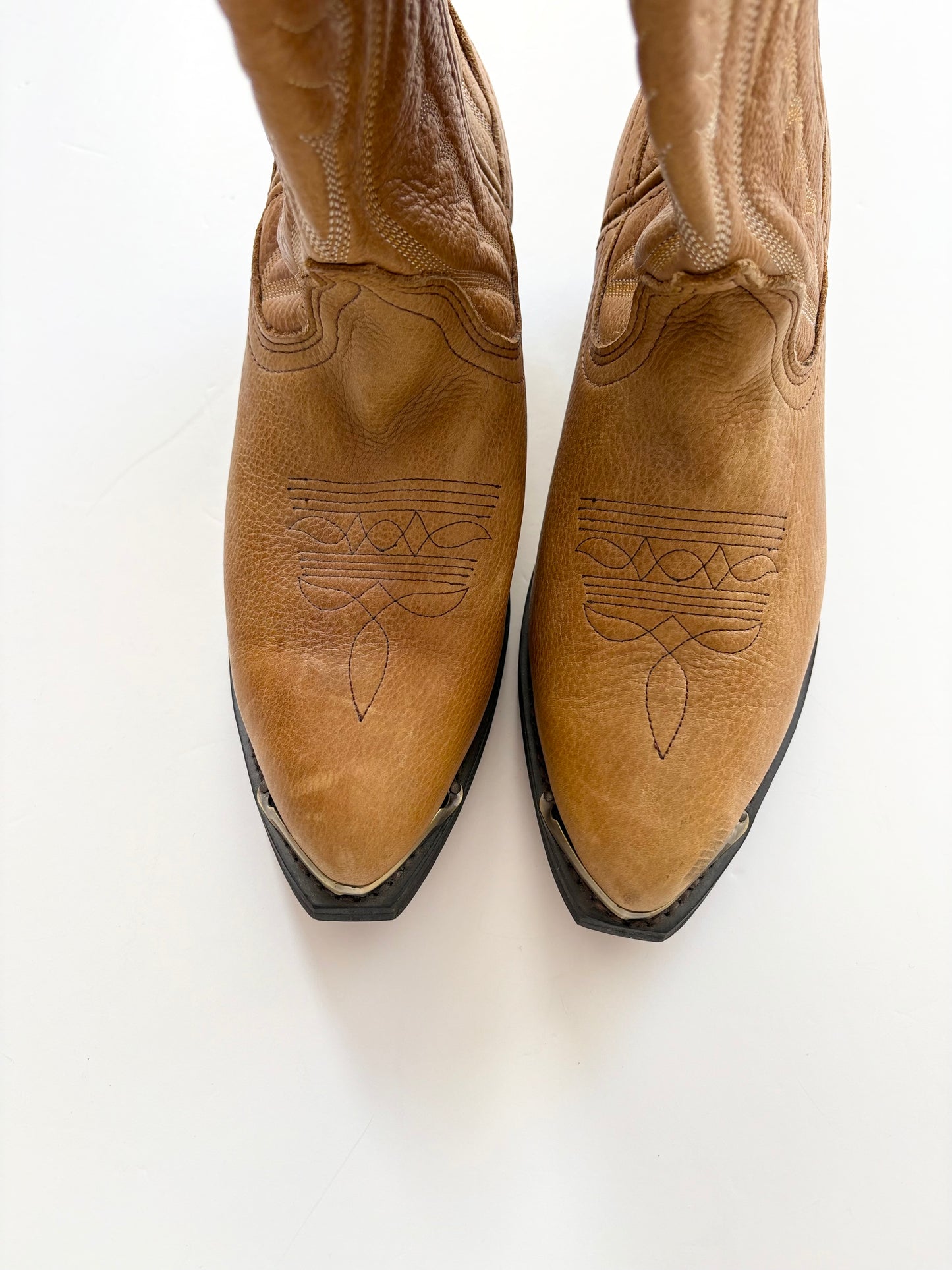 Y2K genuine leather cowboy boots US7.5