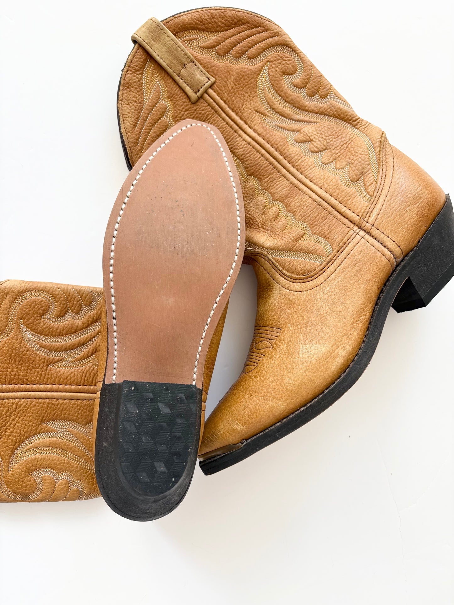 Y2K genuine leather cowboy boots US7.5