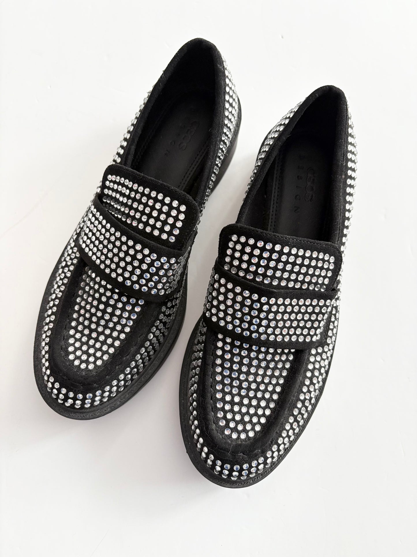 Asos chunky rhinestone loafers EUR36