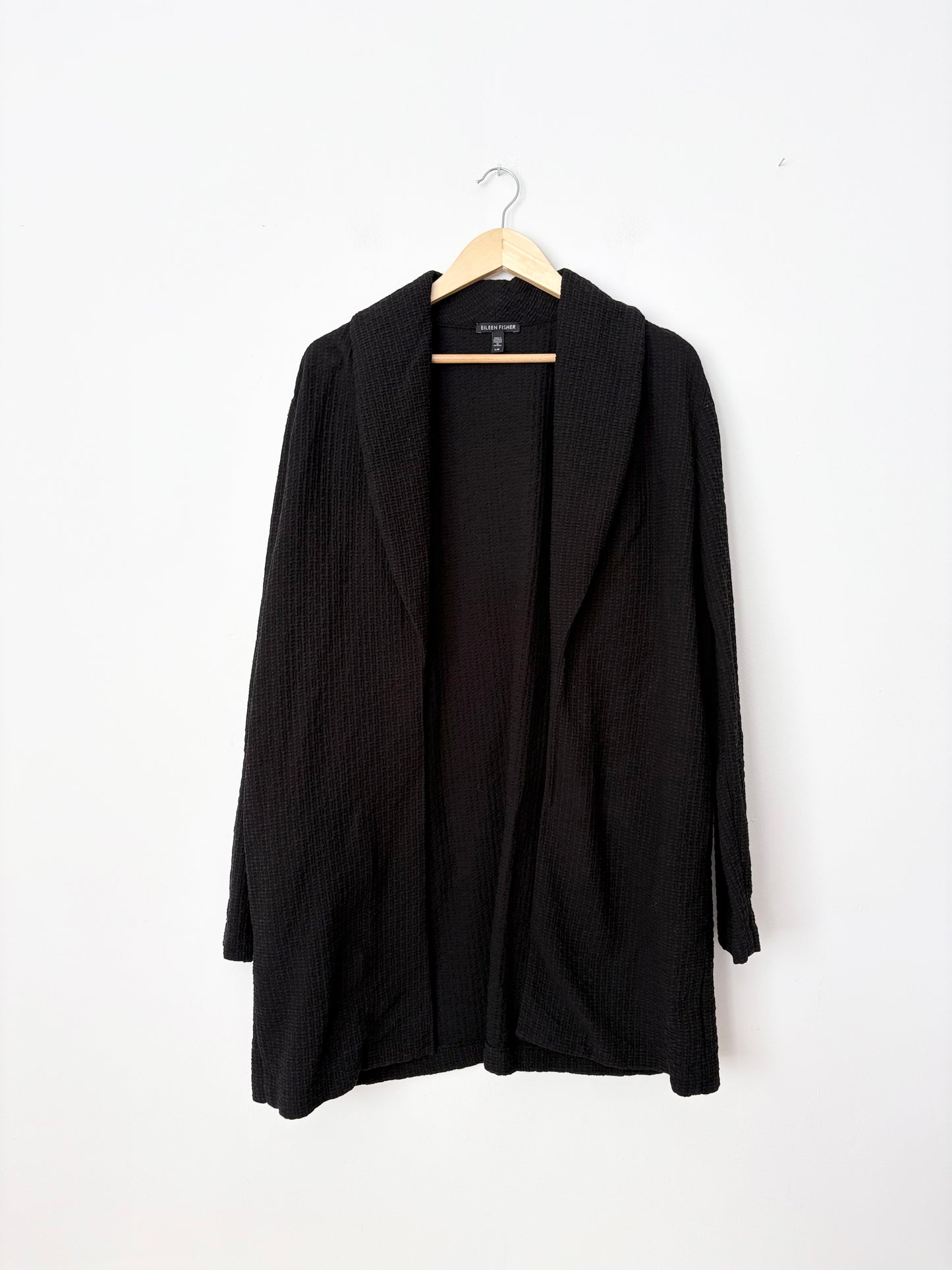 Gilet ouvert en maille gaufrée Eileen Fisher, taille L