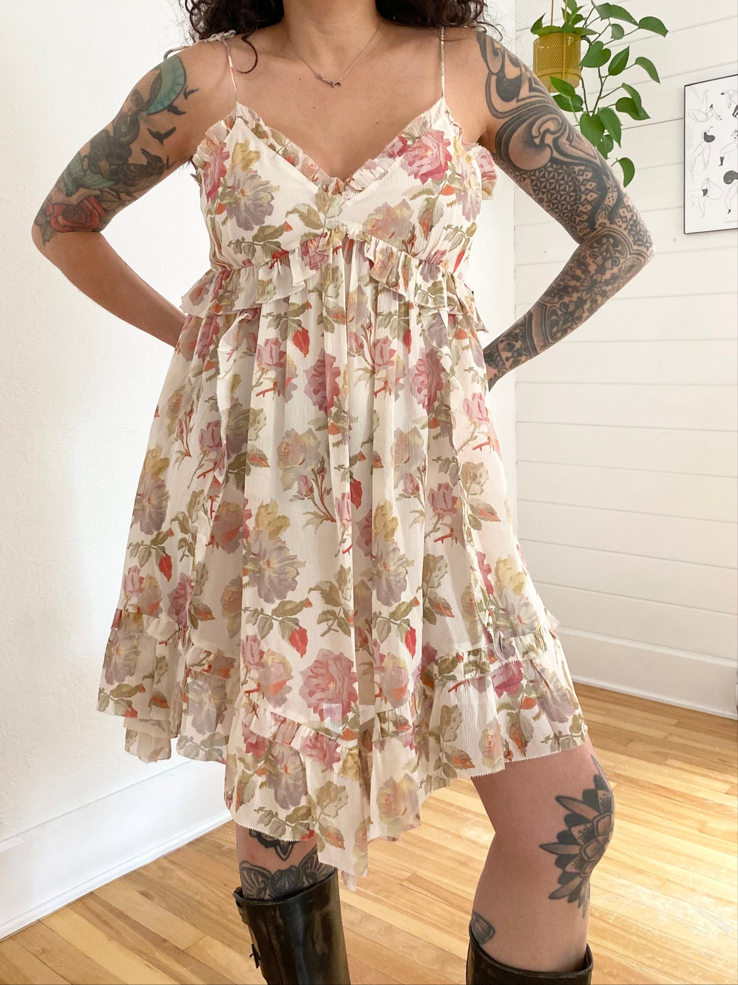 The kooples english roses silk floral mini dress M/L