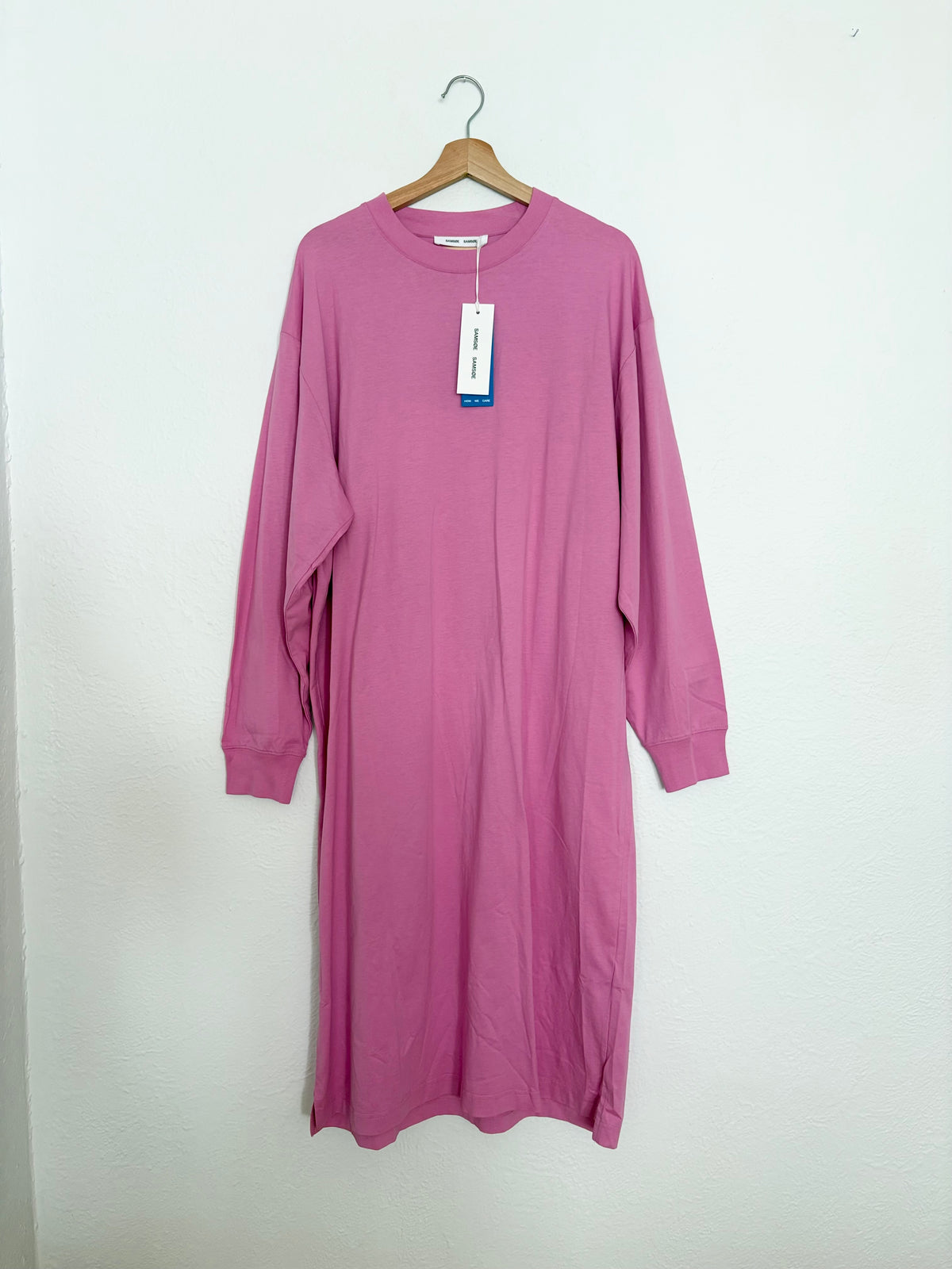 Samsoe Samsoe chrome long sleeve dress in bubblegum Medium
