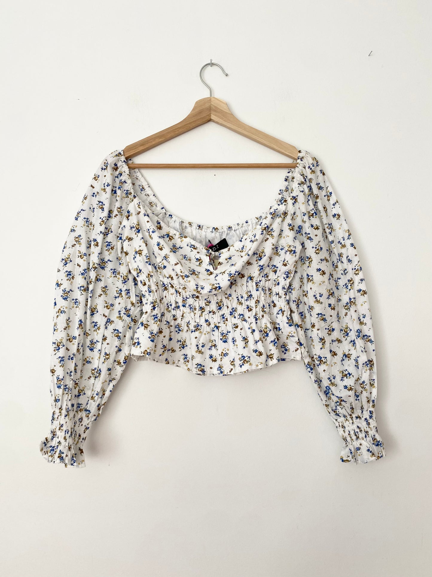 O.P.T smocked floral blouse Large