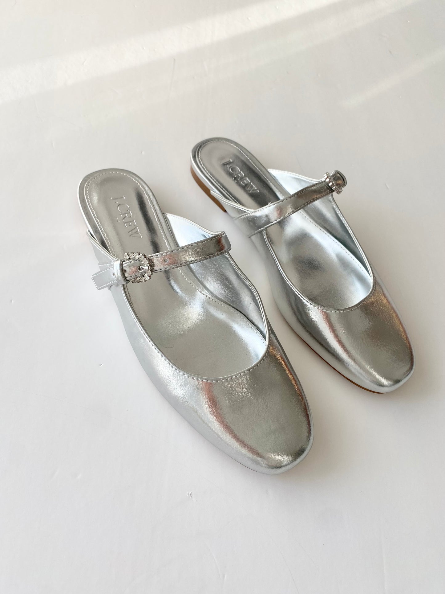 J.Crew silver mary jane mules EUR36