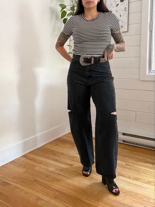 Jean Flying Angels à découpes style tonneau W29/30