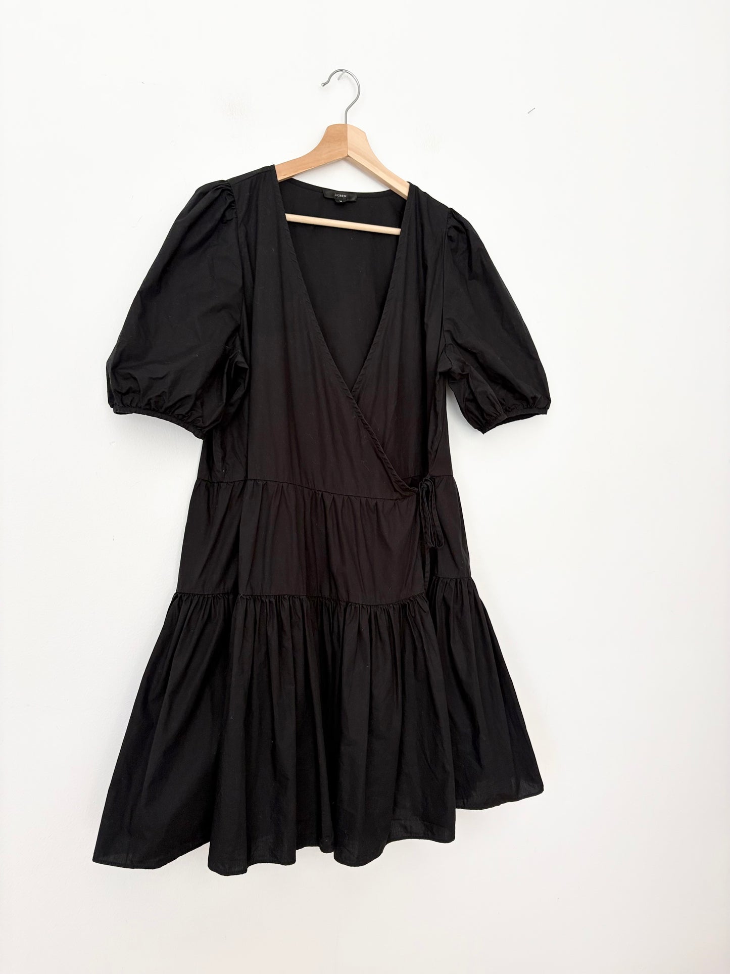 J.Crew puff sleeve cotton poplin wrap dress Medium