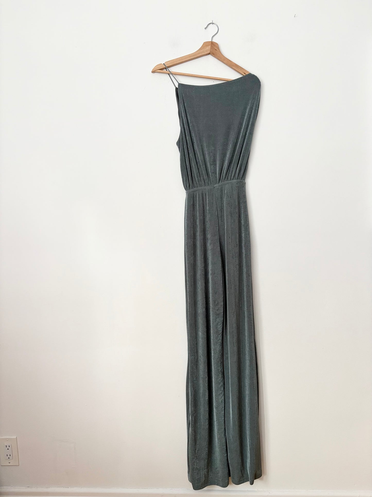 MISHA Emer one shoulder glitter jumpsuit XS