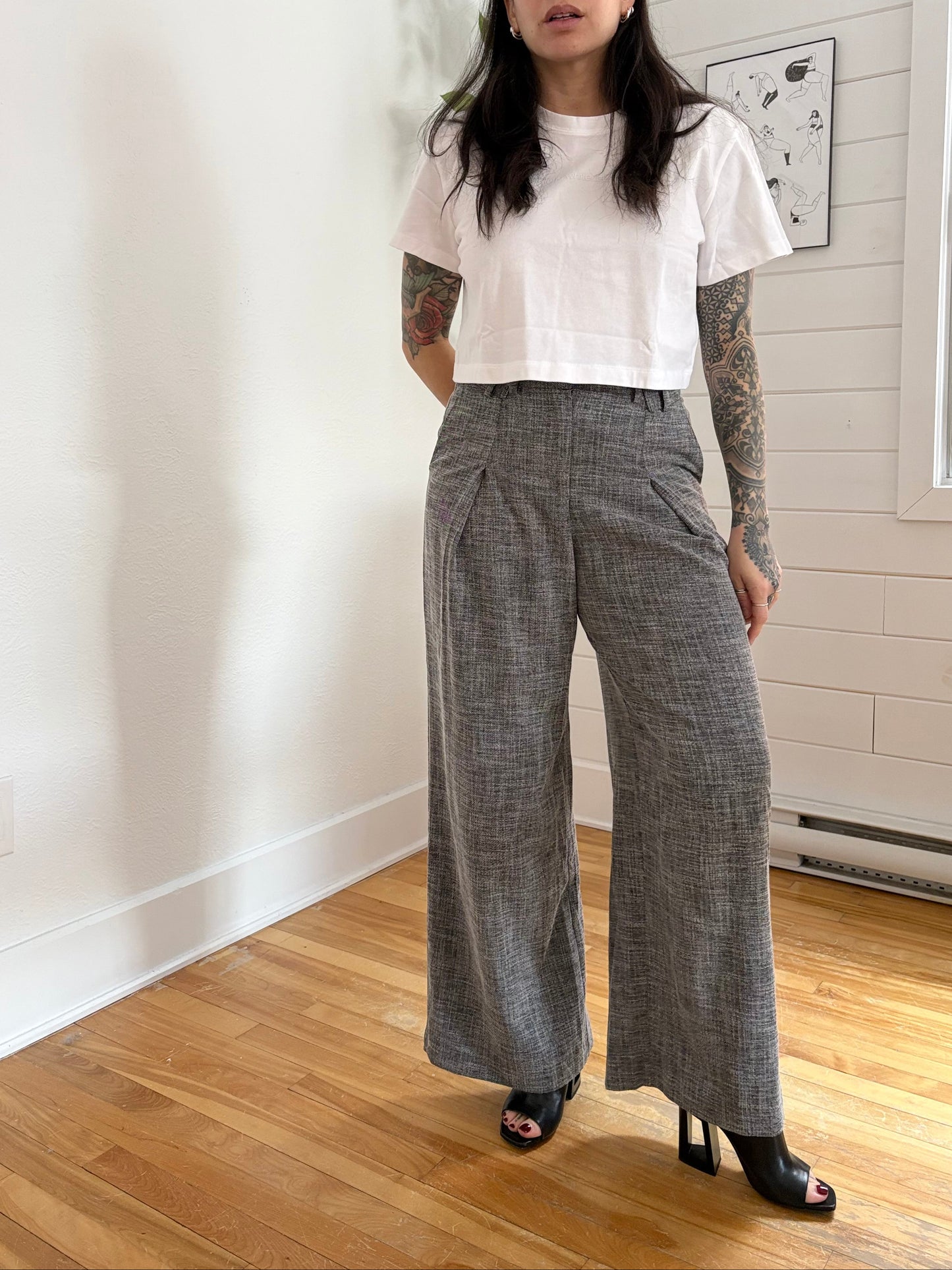 Topshop tailored pleated wide leg trousers W28