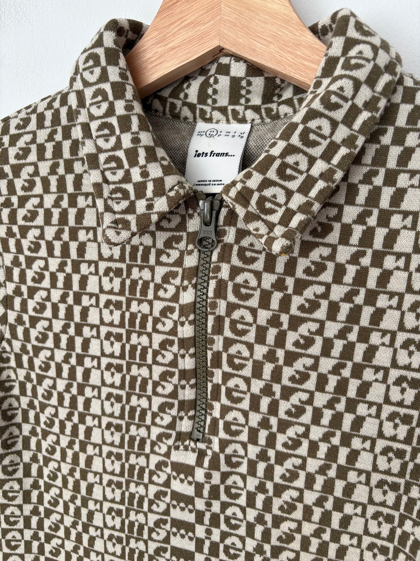 Iet's fran monogram half zip knit top XS