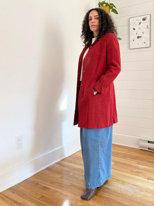 Jigsaw red linen blend tailored coat Medium