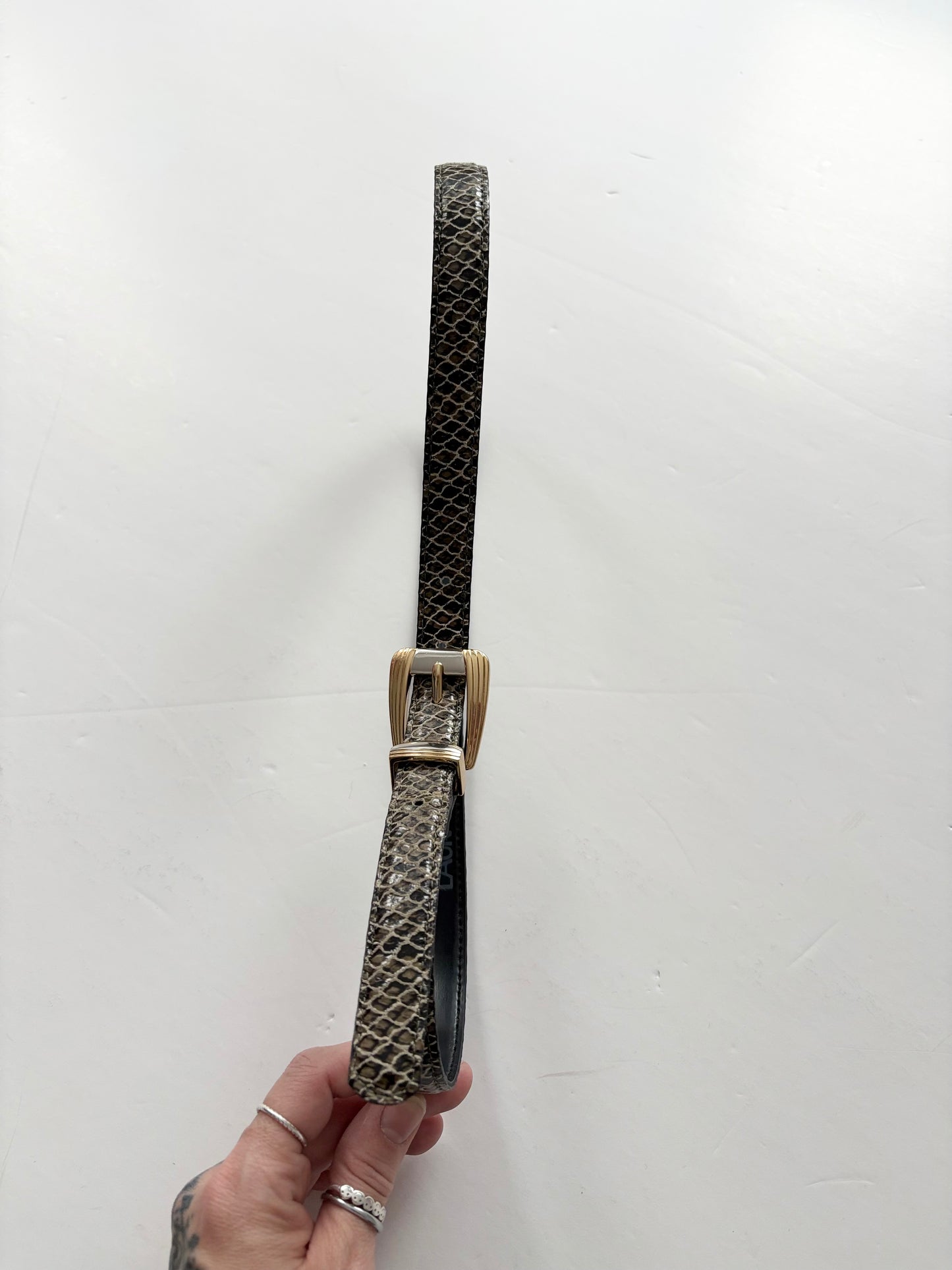 Vintage leather snakeskin belt Large