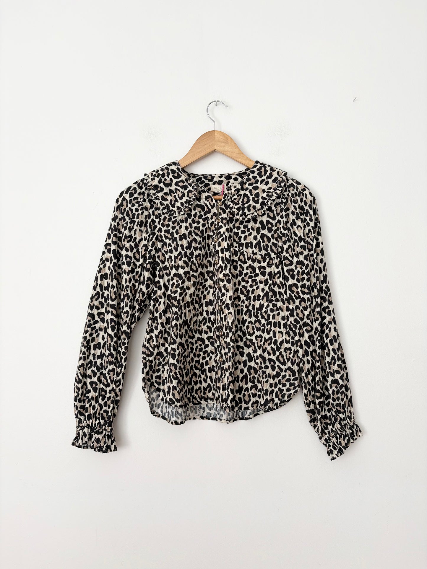 Pilcro keira long sleeve leopard print blouse Small