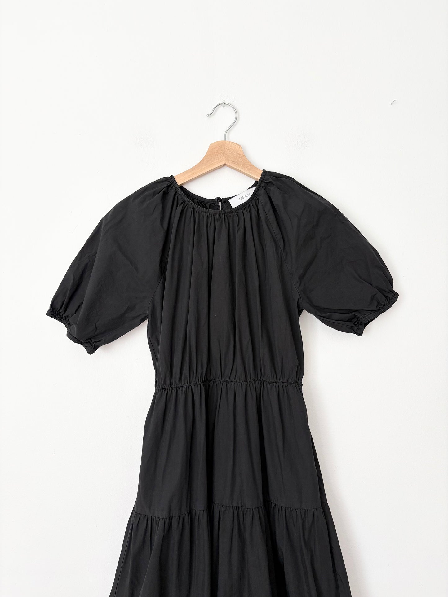 Greylin tiered puff sleeve midi dress XS