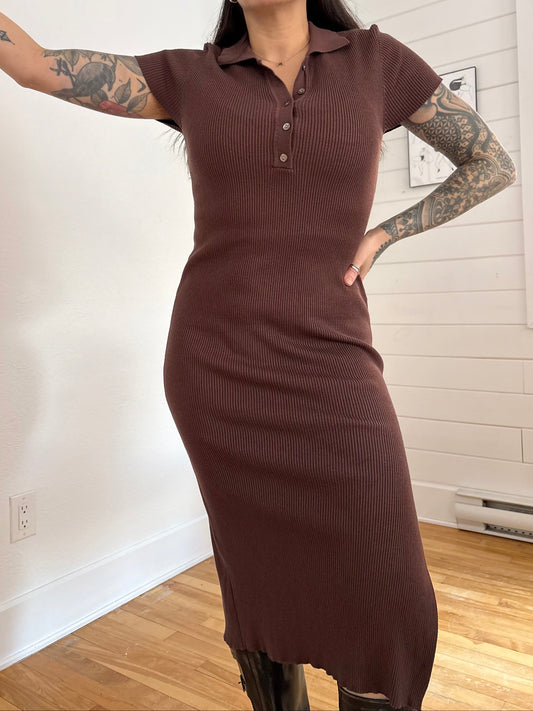 Robe polo en maille côtelée House of Harlow 1960, taille M