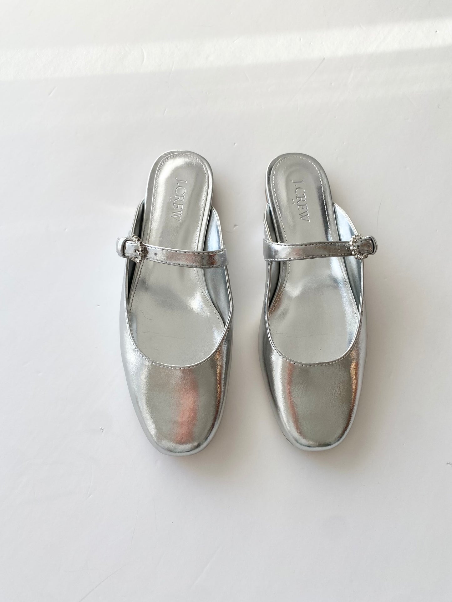 J.Crew silver mary jane mules EUR36