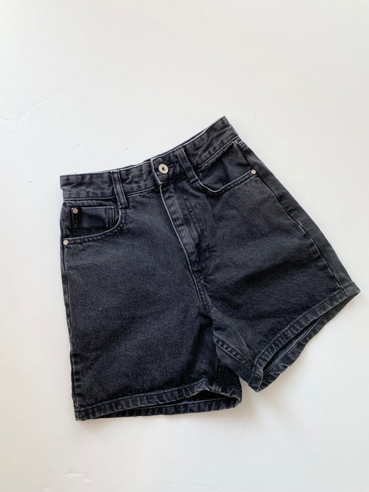 Zara black denim high waist mom shorts W24