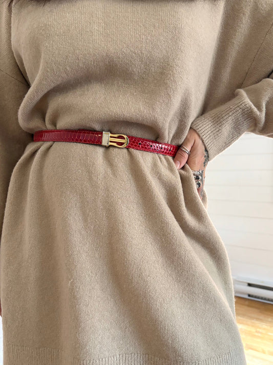 Vintage reptile leather belt XS-M