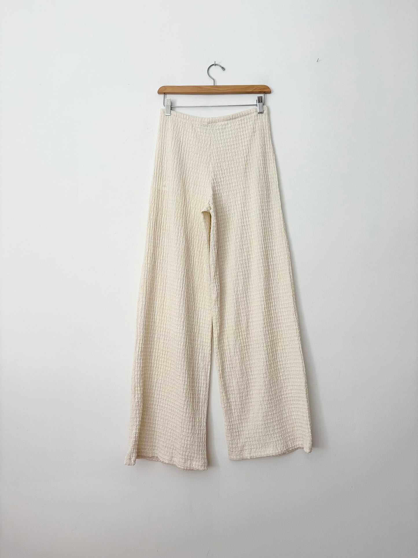 Pantalon large en maille gaufrée texturée Zara Medium