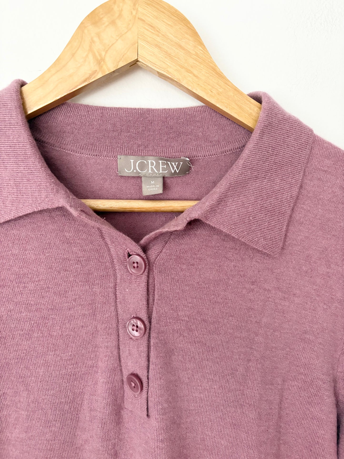 J.Crew Featherweight cashmere-blend long-sleeve polo shirt Medium