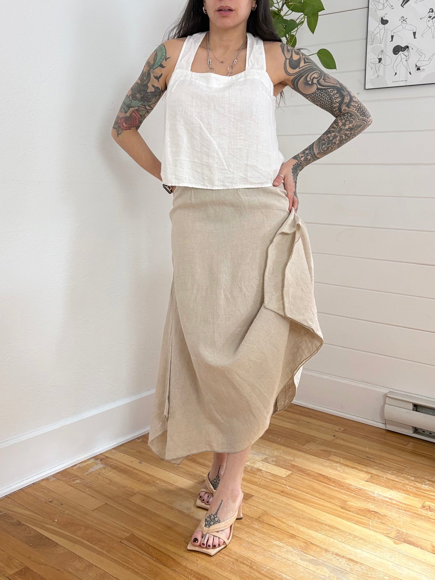 Madewell linen cross back sleeveless top S/M