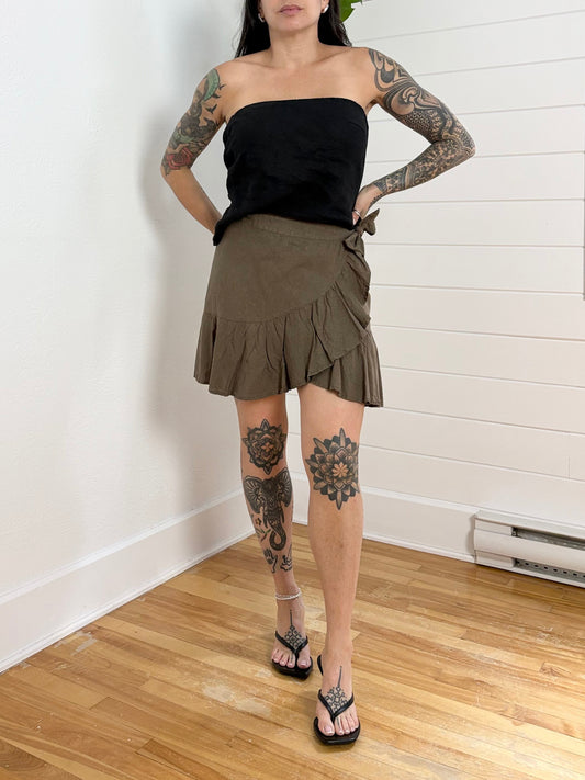 Free People ruffle my feathers linen blend skirt Small