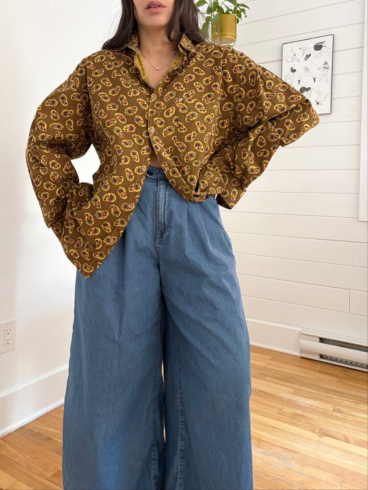 Chemise vintage à motifs cachemire boutonnée L/XL