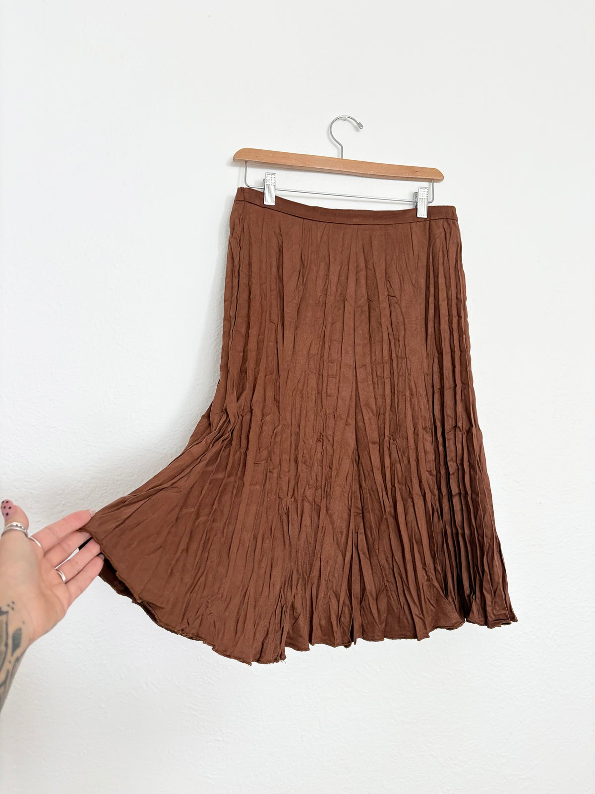 Jupe midi plissée vintage en suédine S/M
