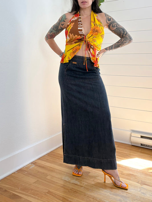 Vintage mavi mandy denim maxi skirt Medium