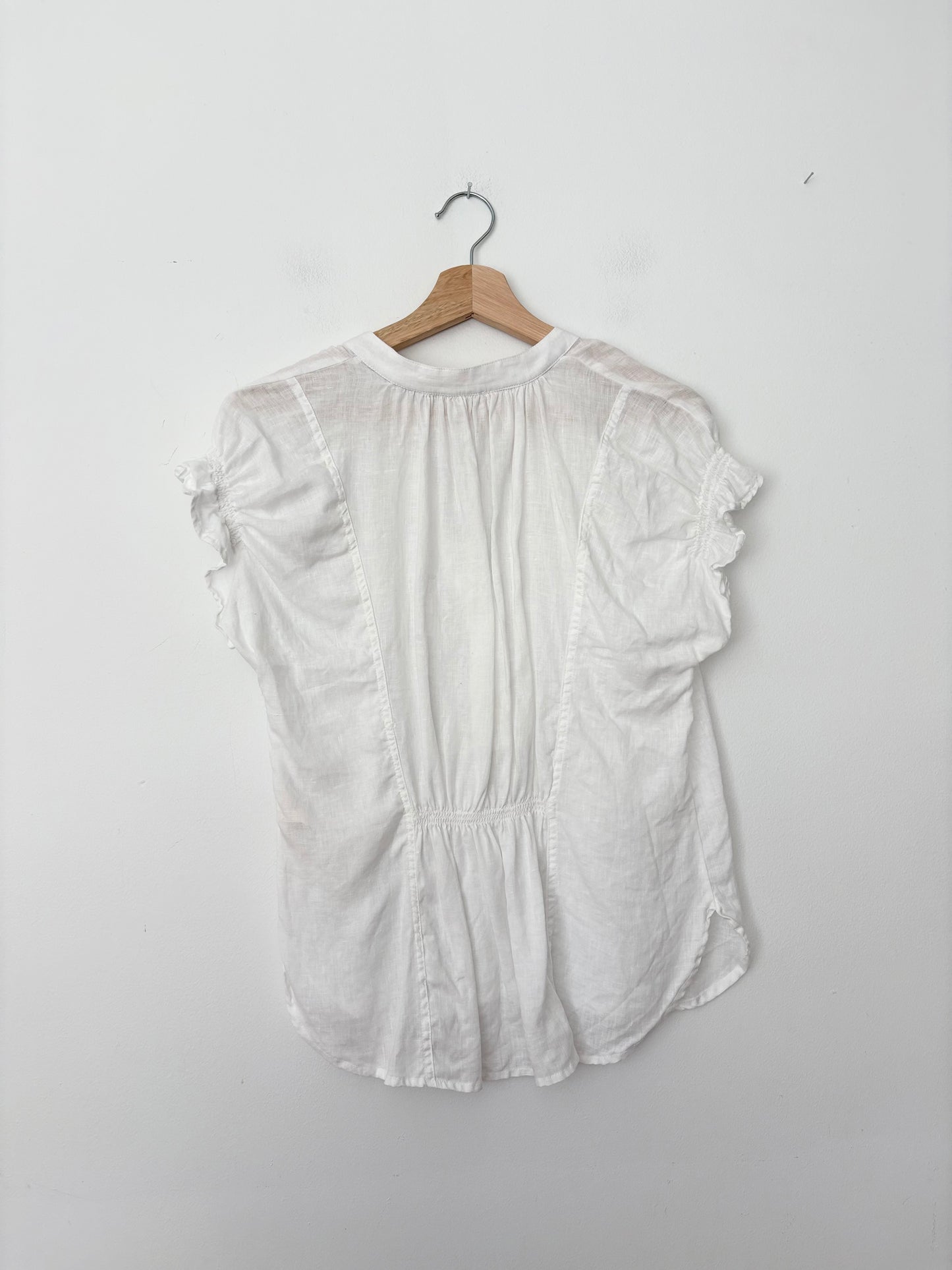 Pilcro tatum linen flutter sleeve top Medium