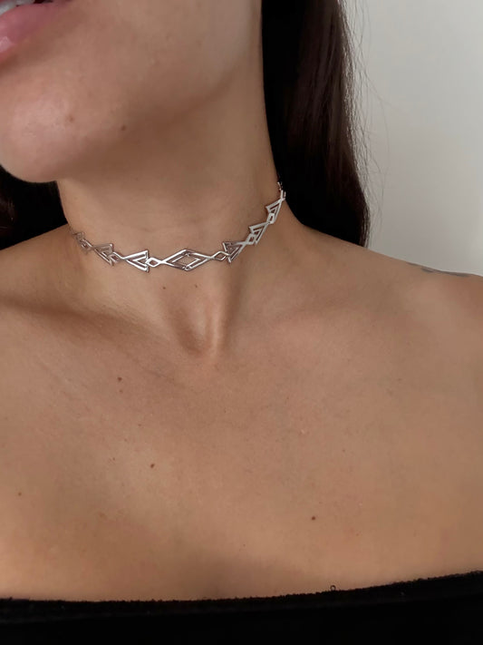 Noir NYC Inca silver choker necklace