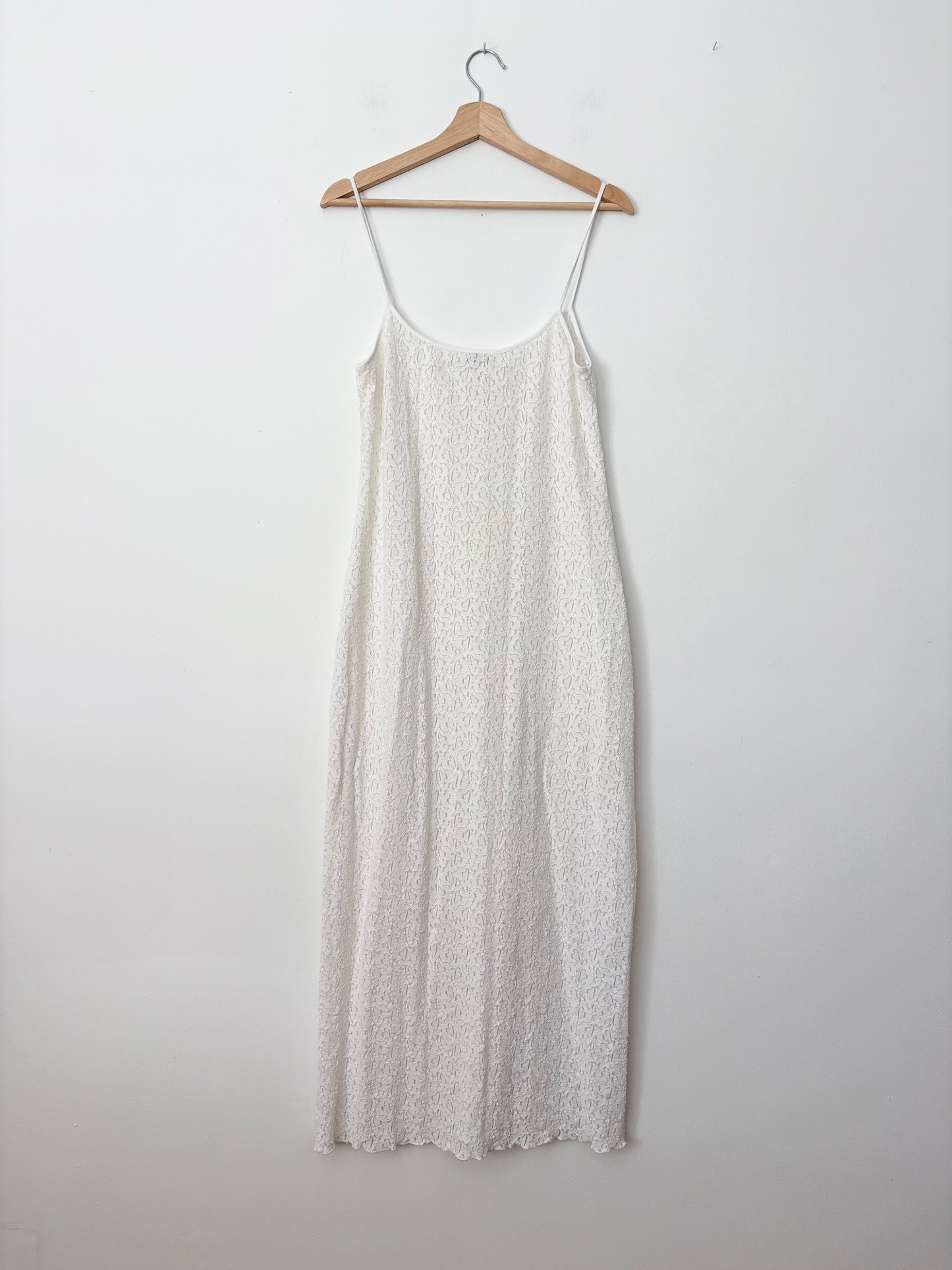 Vintage semi sheer full lace midi dress Large