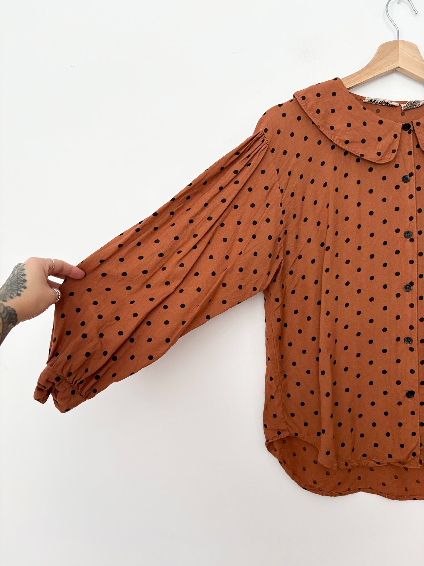 Chemisier vintage à pois, taille moyenne